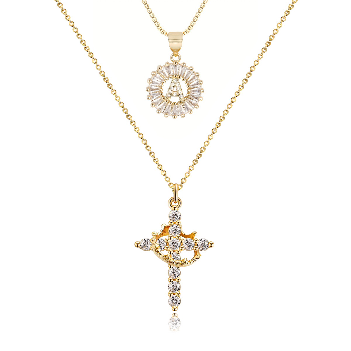 A gold 2pc14kcrowncross