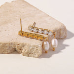 Load image into Gallery viewer, 18k Dainty Diamond Tassel Pearl Dangle Earrings
