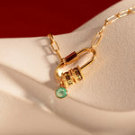 Load image into Gallery viewer, Personalized Carabiner Name &amp; Birthstone Necklace
