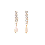 Load image into Gallery viewer, 18k Dainty Diamond Tassel Pearl Dangle Earrings
