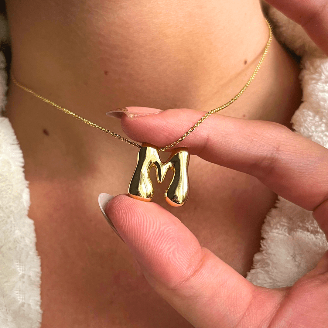 Puffy letter necklace