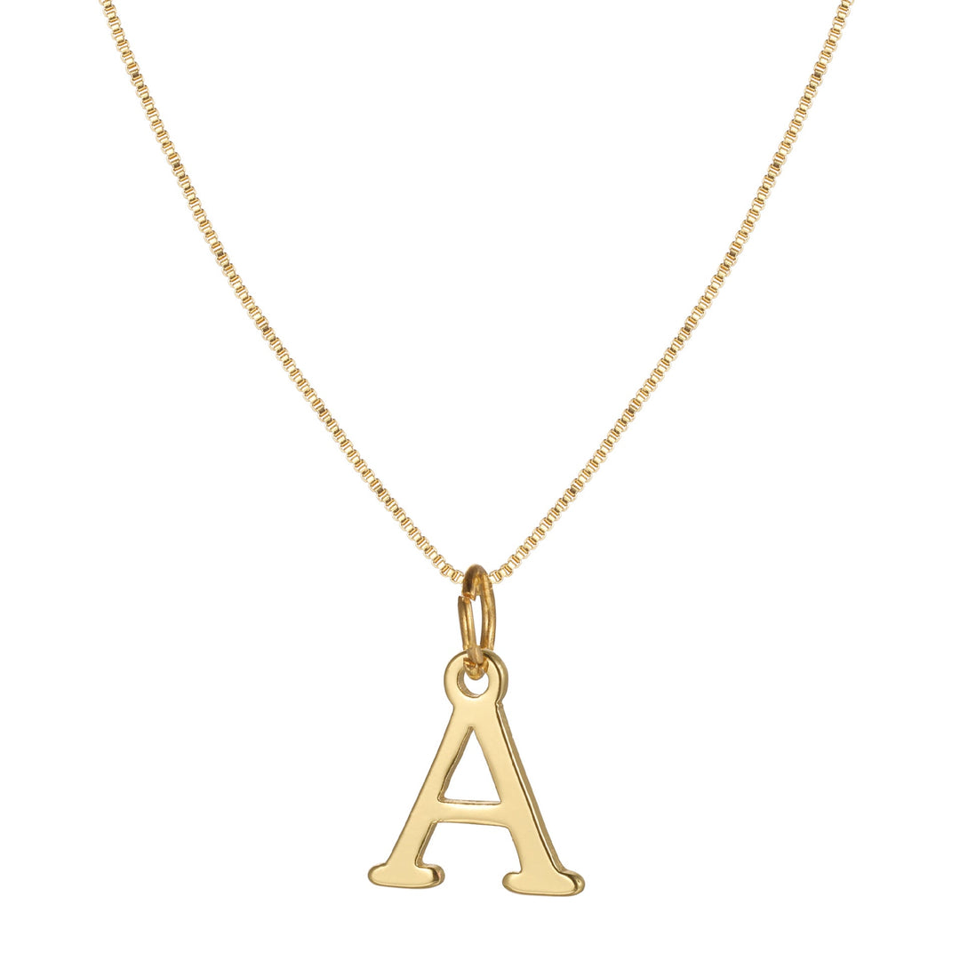 14k Sleek Serif Initial Necklace