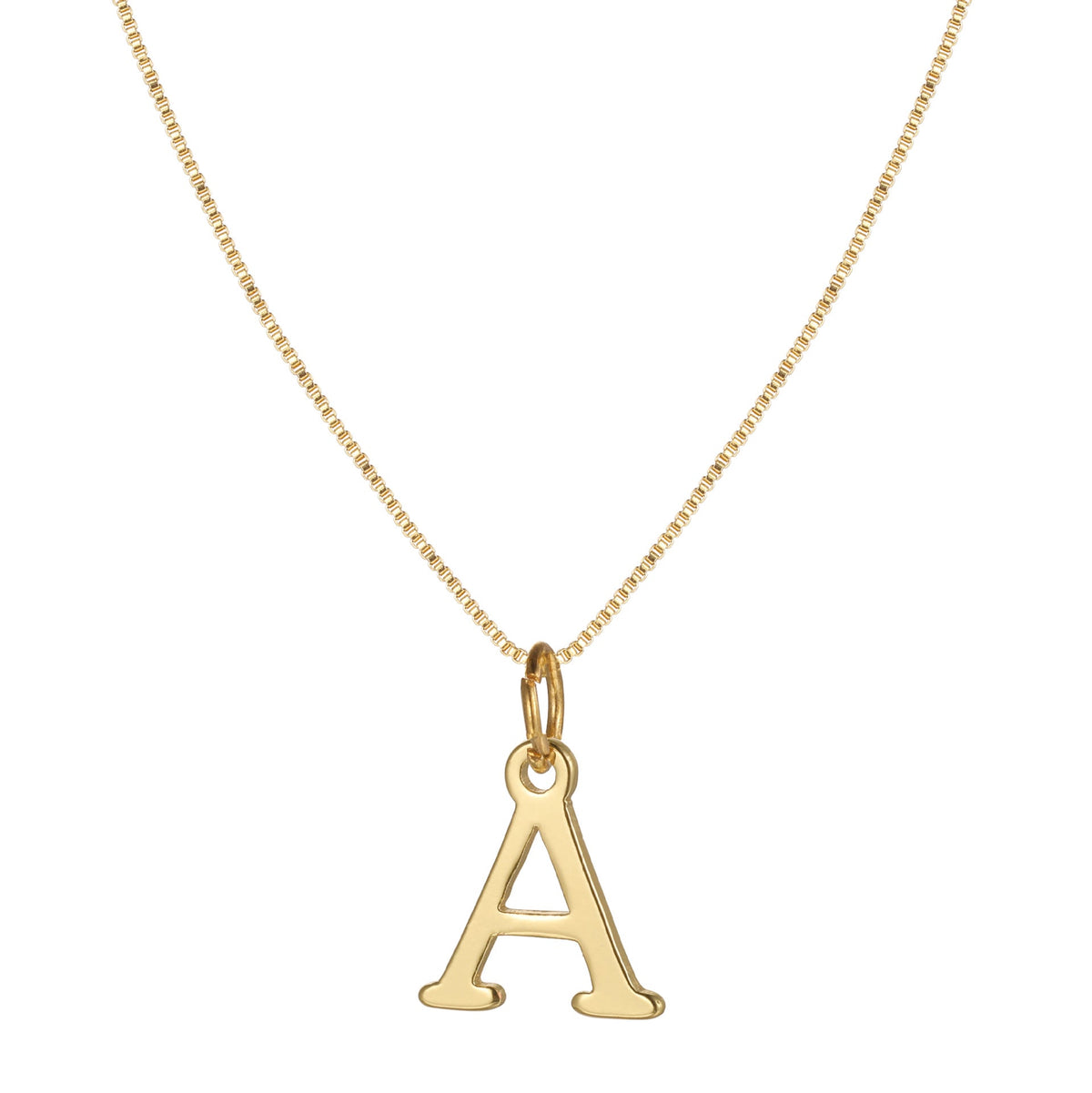 14k Sleek Serif Initial Necklace
