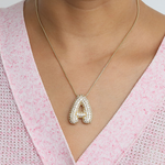 Load image into Gallery viewer, Chunky Bubble Diamond Dazzle Initial Necklaces
