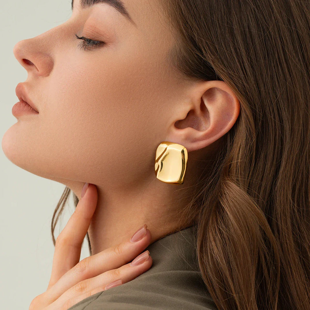 Poppy Gold Square Earrings
