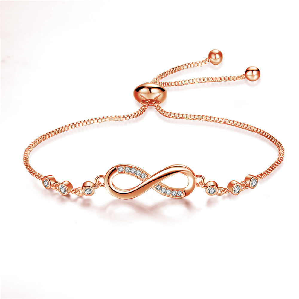 Dainty Infinity Charm Bracelet in Rose Gold