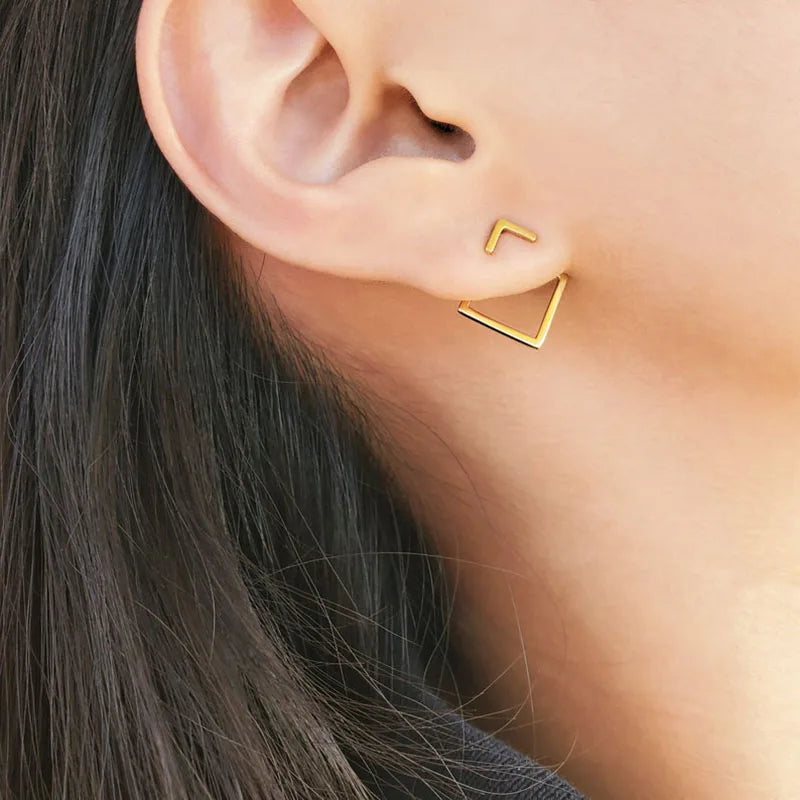 Connecting Rhombus Minimalist Geometric Earrings