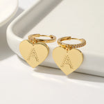 Load image into Gallery viewer, Elegant Huggie Hoop Heart Letter Initial Earrings
