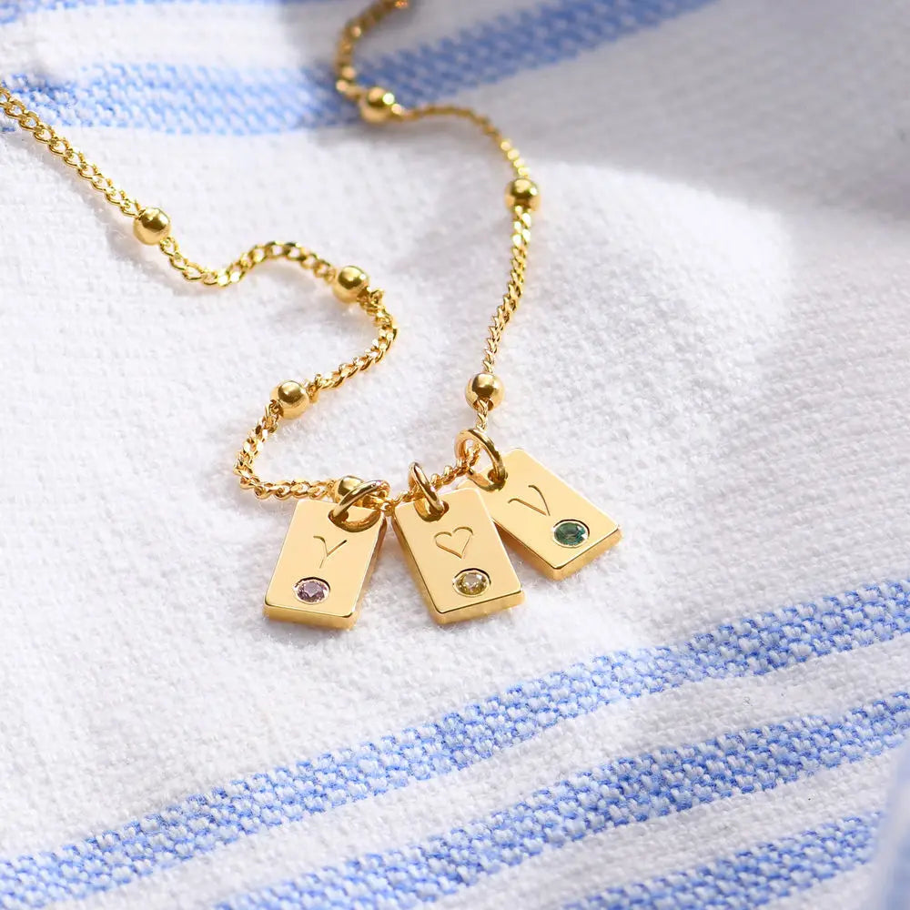 Timeless Birthstone & Initial Satellite Necklace