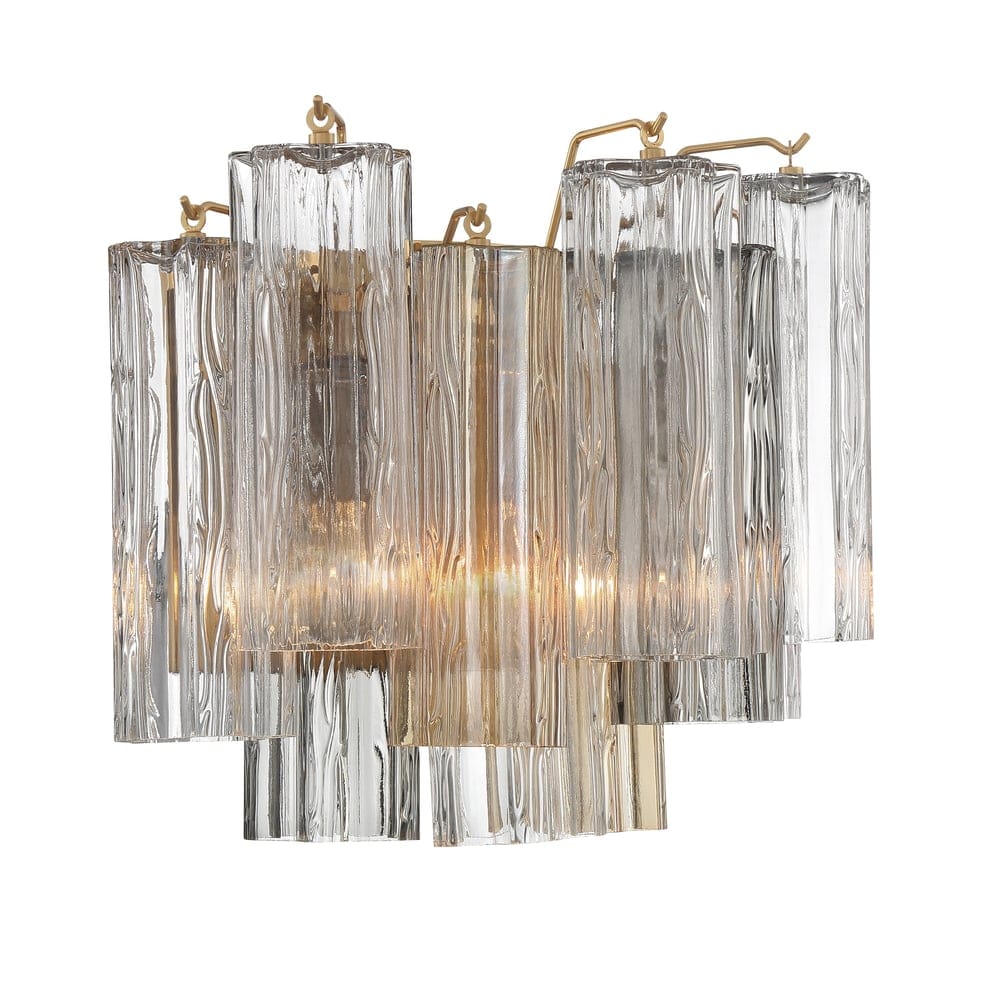 Textured Glass Polished Chrome Finish Wall Light