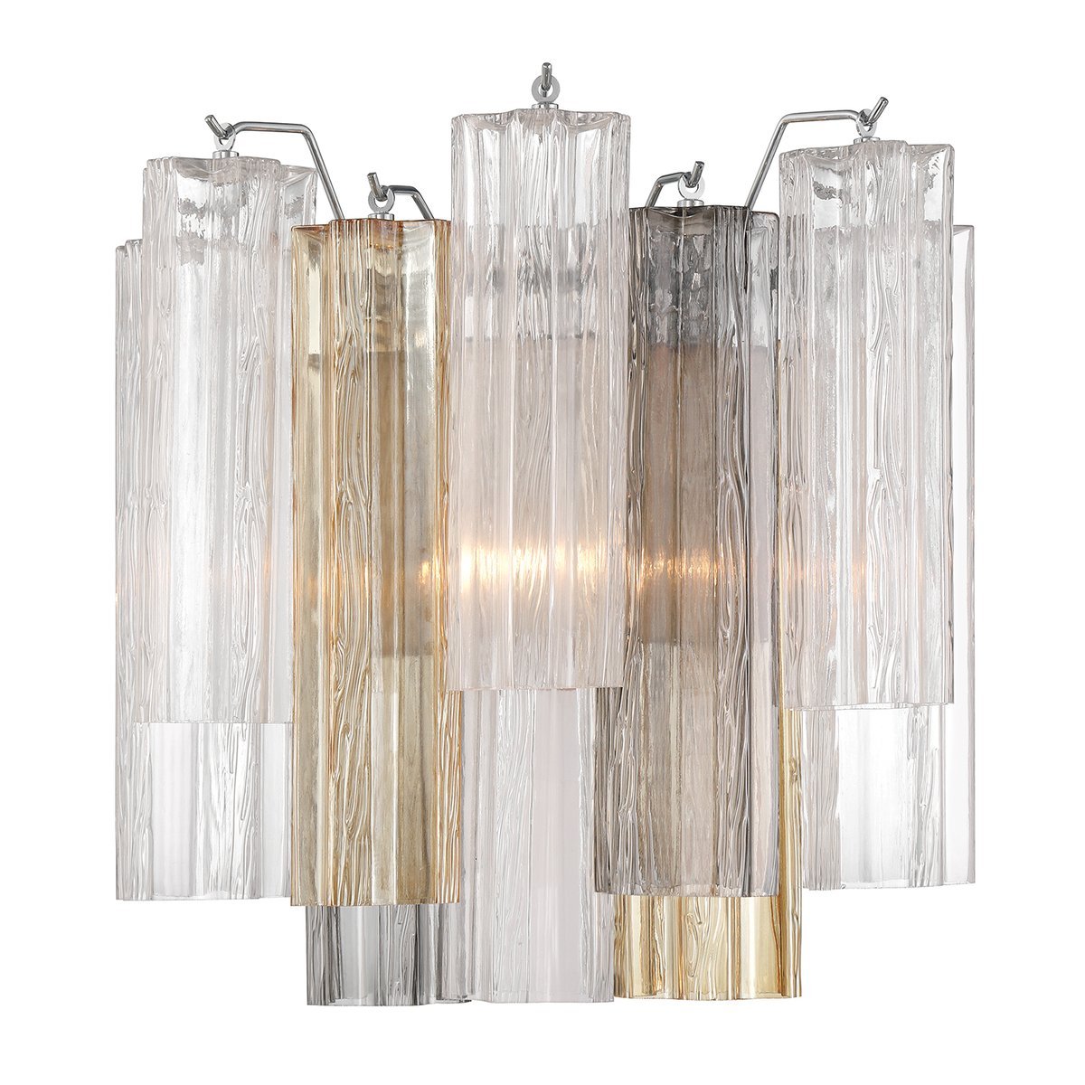 Textured Glass Polished Chrome Finish Wall Light