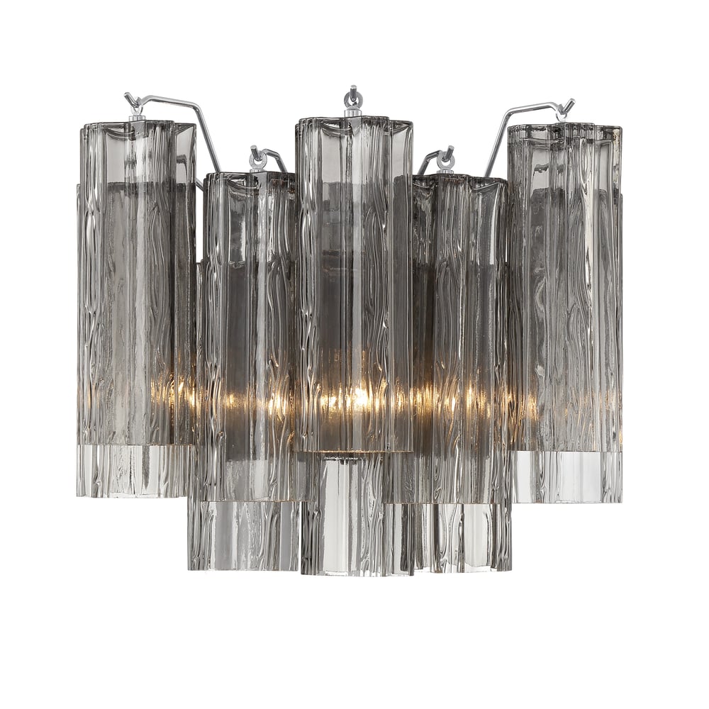 Textured Glass Polished Chrome Finish Wall Light