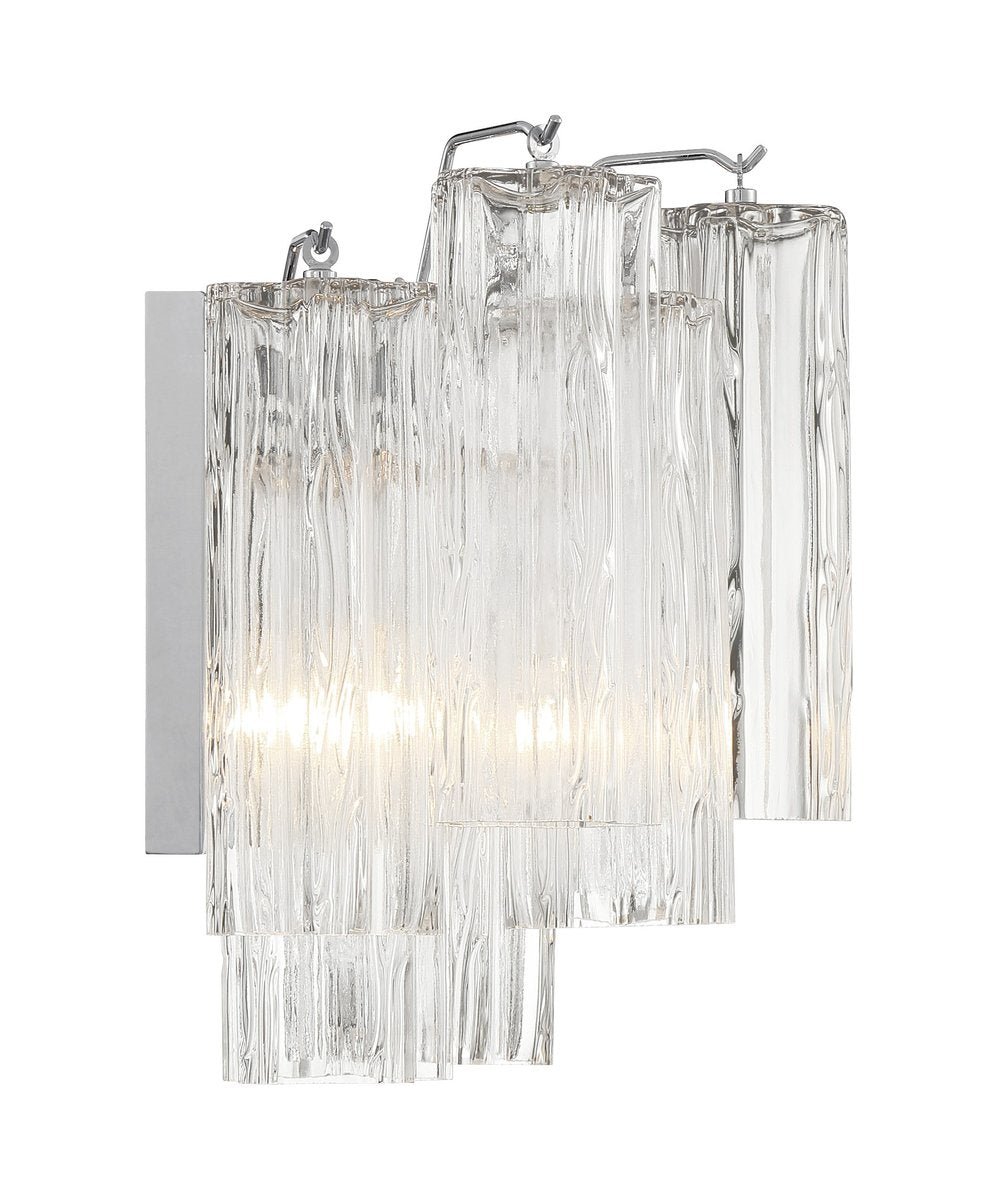 Textured Glass Polished Chrome Finish Wall Light