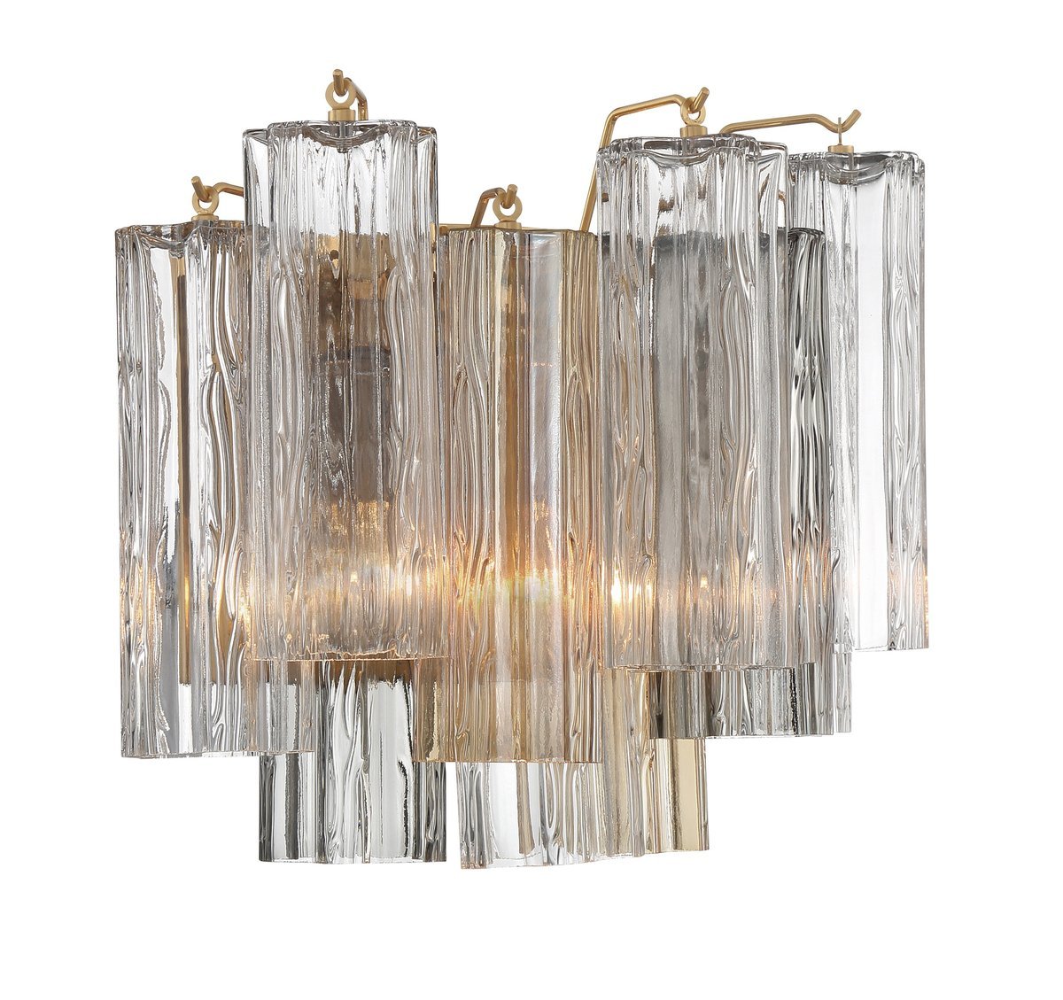 Textured Glass Polished Chrome Finish Wall Light