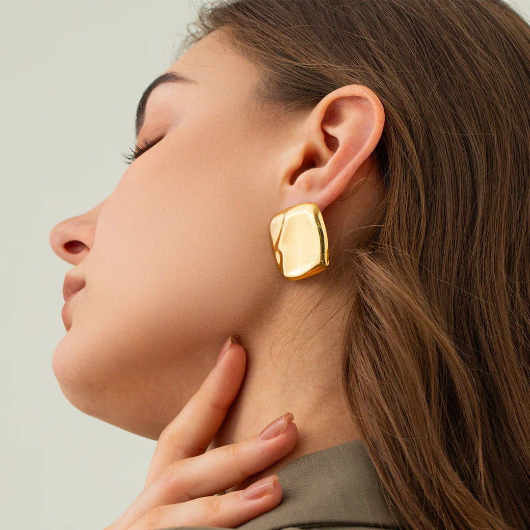 Poppy Gold Square Earrings