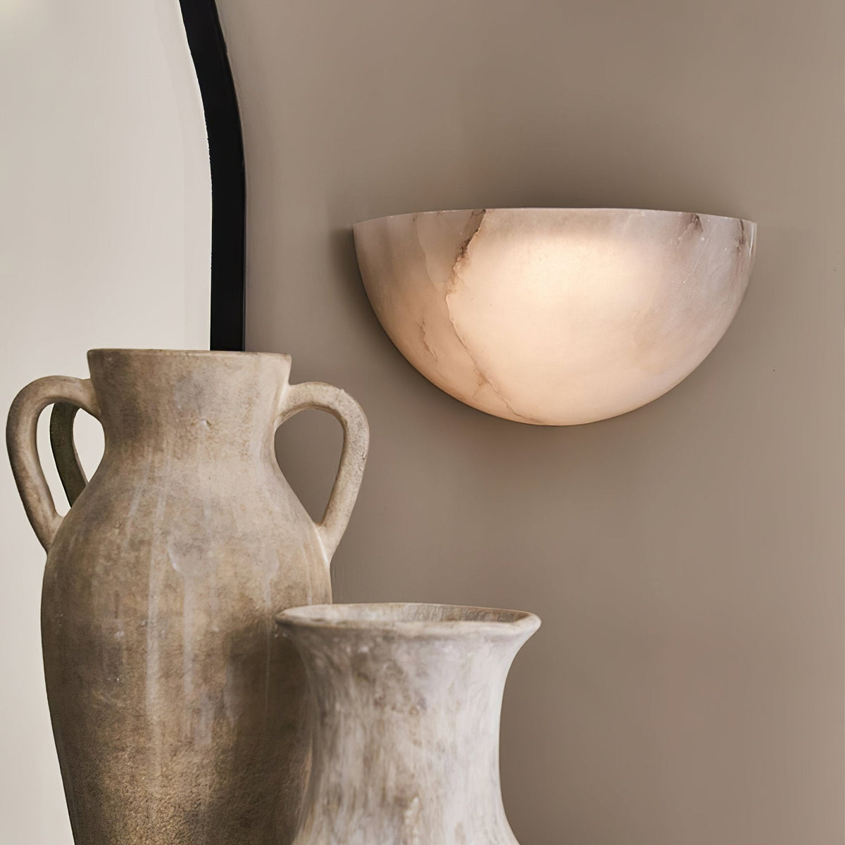 Alabaster Half Moon Contemporary Wall Sconce