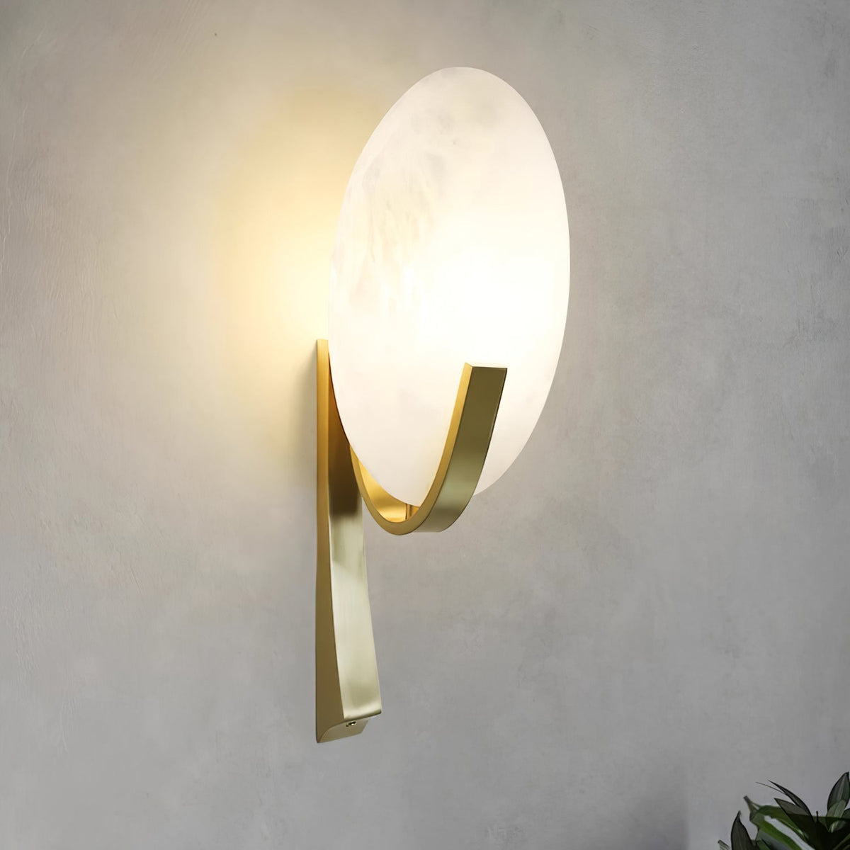 Alabaster Antique Brass Finish Wall Sconce