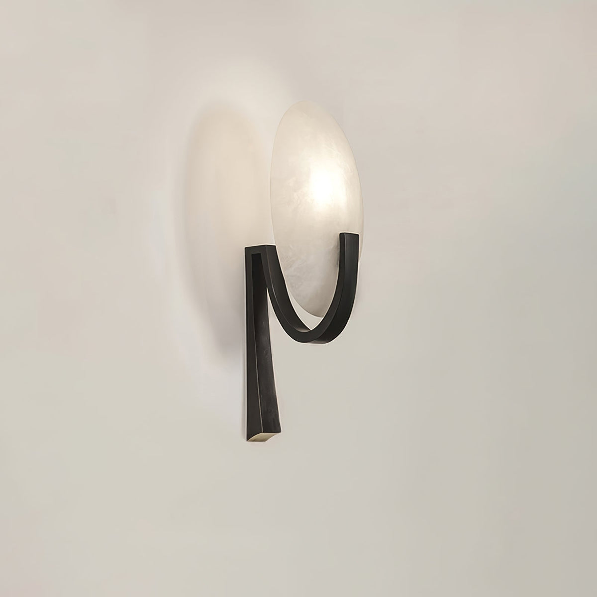 Alabaster Antique Brass Finish Wall Sconce
