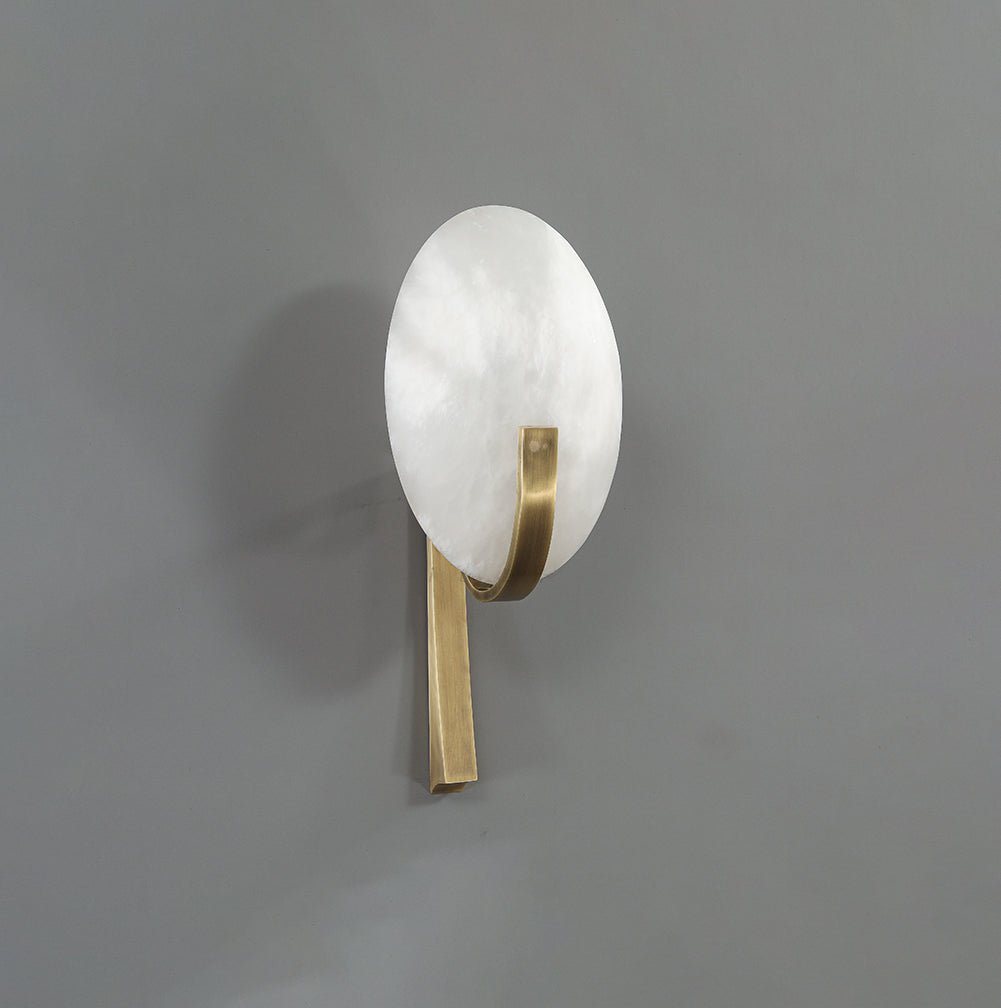 Alabaster Antique Brass Finish Wall Sconce