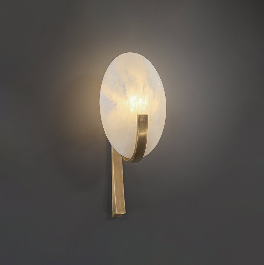 Alabaster Antique Brass Finish Wall Sconce