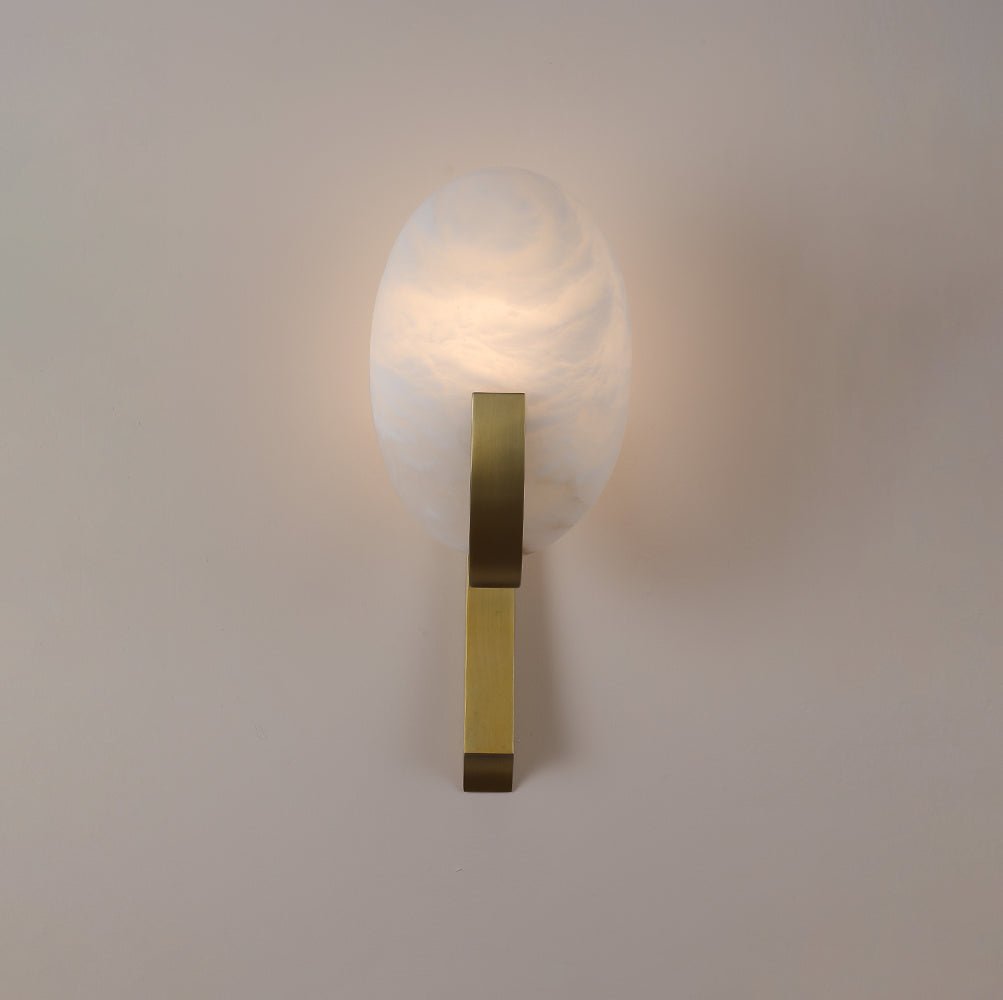 Alabaster Antique Brass Finish Wall Sconce