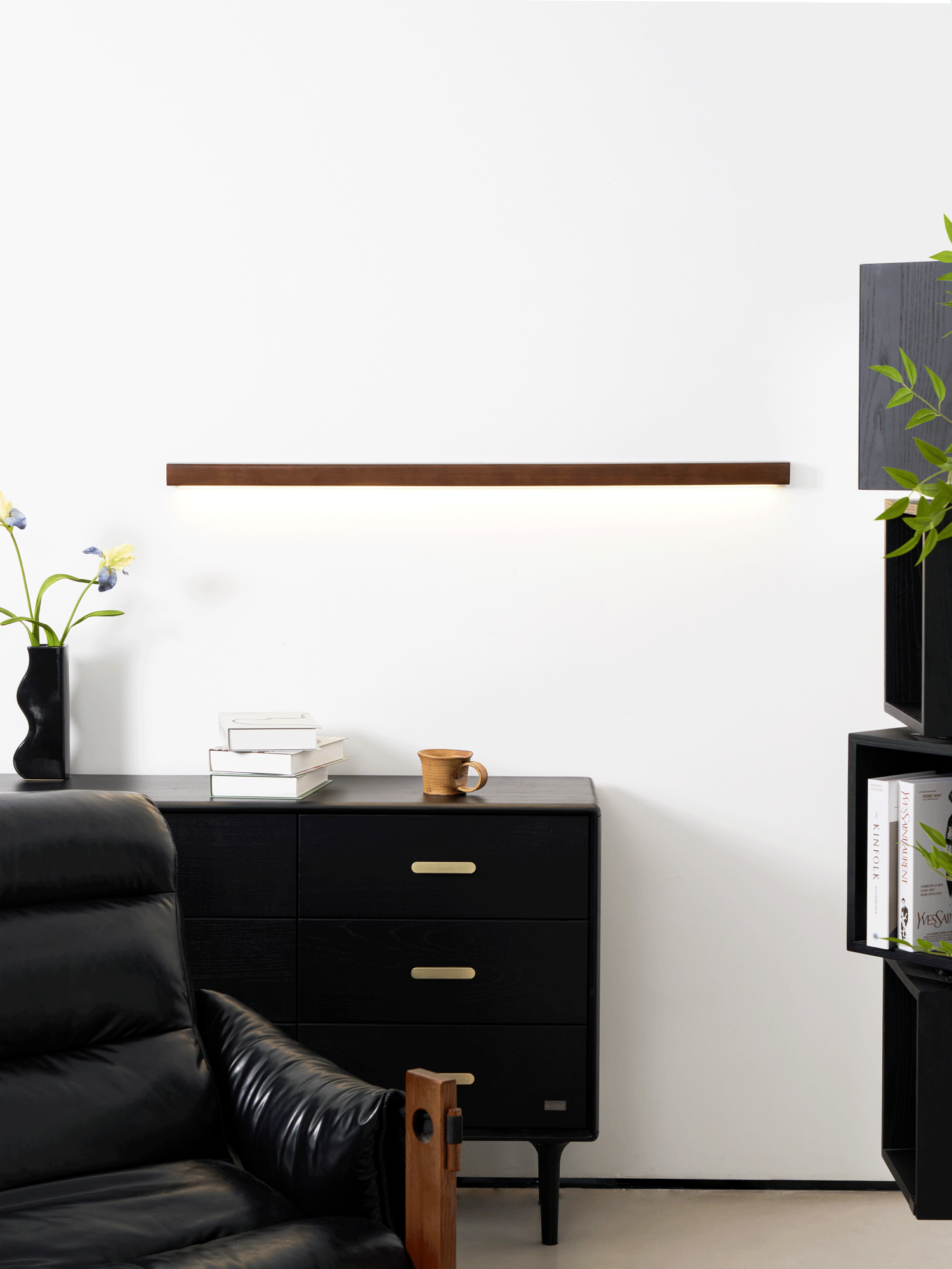 Slim Linear Wood Nordic Inspired Wall Light