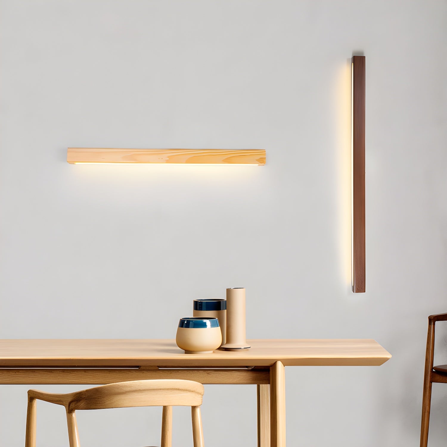 Slim Linear Wood Nordic Inspired Wall Light