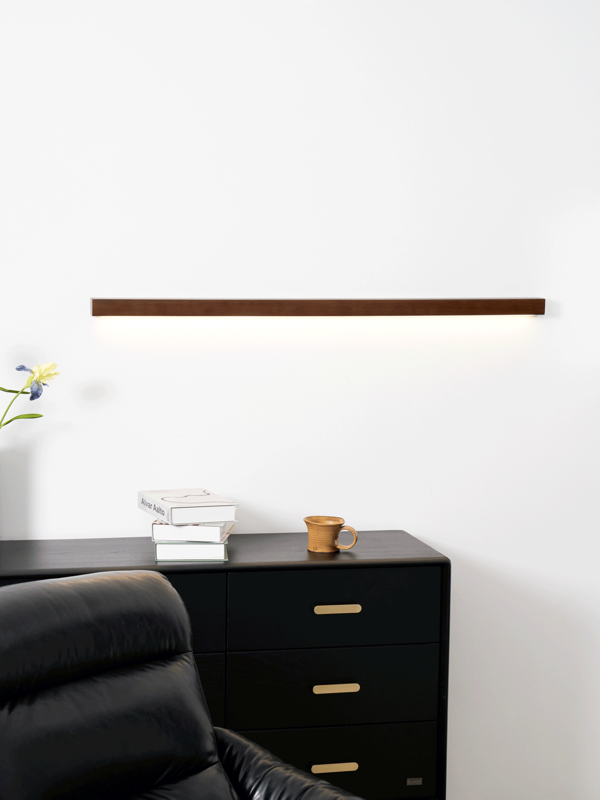 Slim Linear Wood Nordic Inspired Wall Light