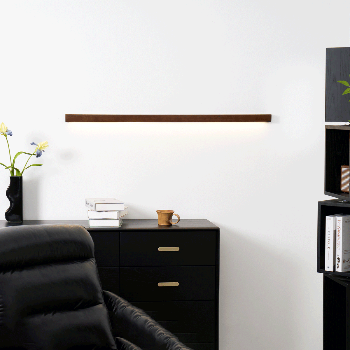 Slim Linear Wood Nordic Inspired Wall Light
