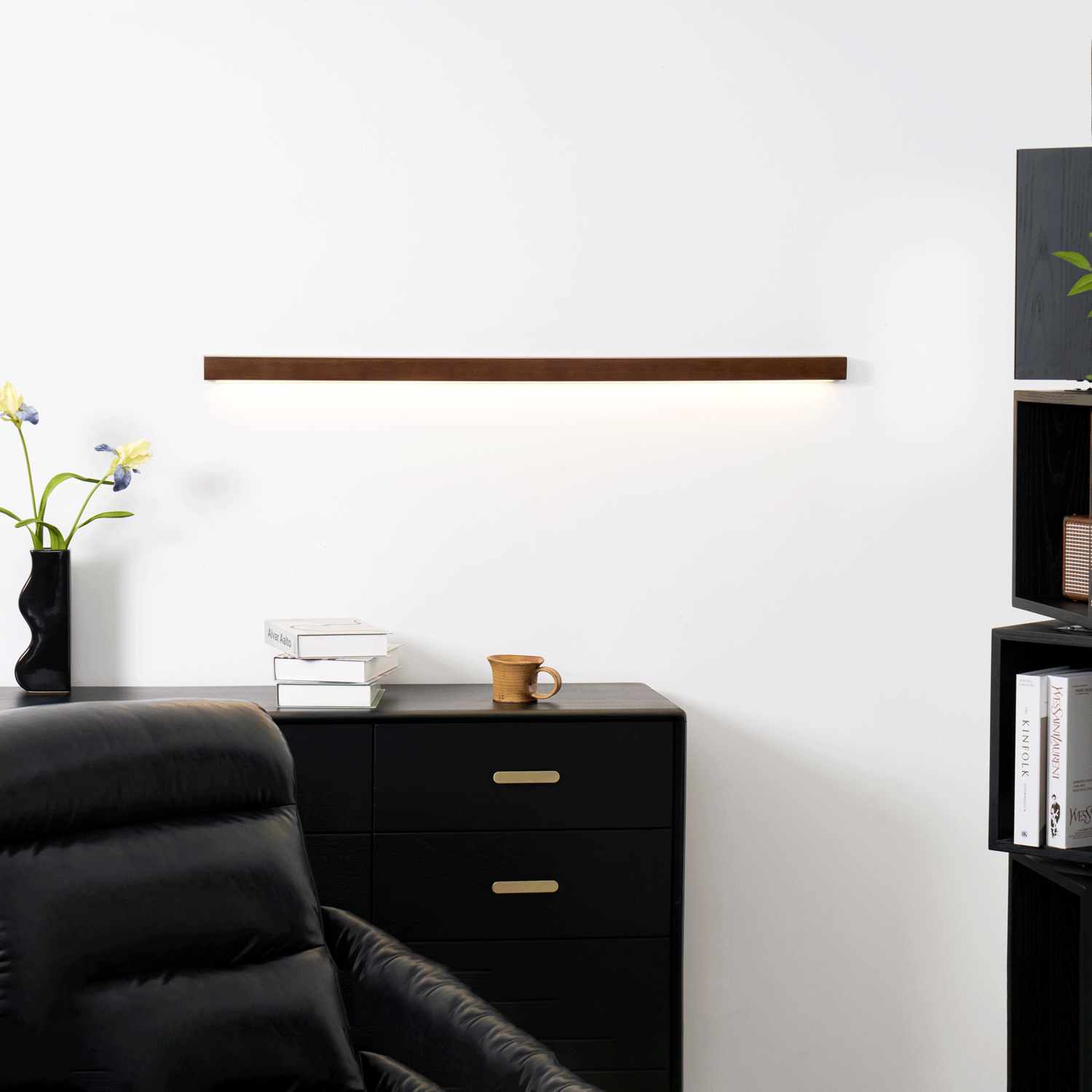 Slim Linear Wood Nordic Inspired Wall Light