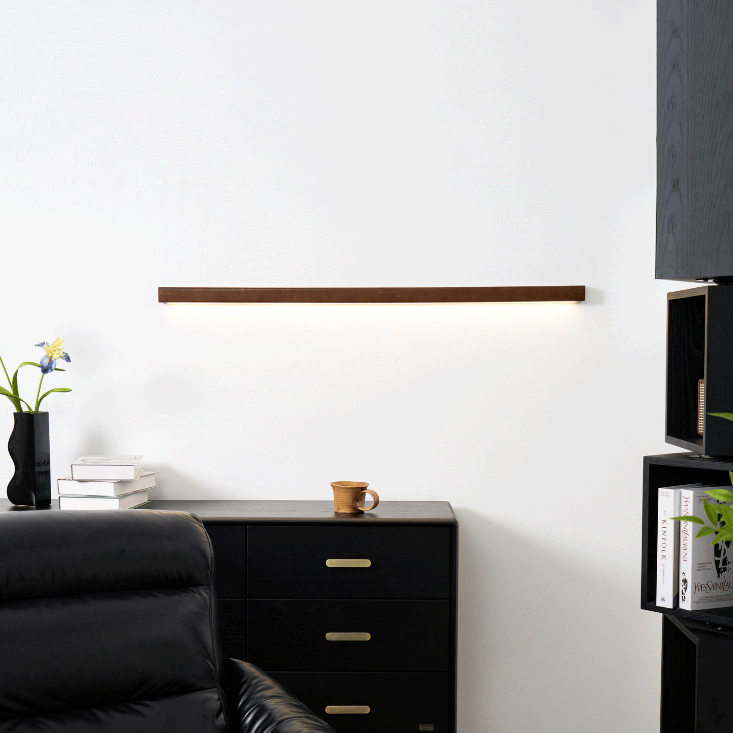 Slim Linear Wood Nordic Inspired Wall Light