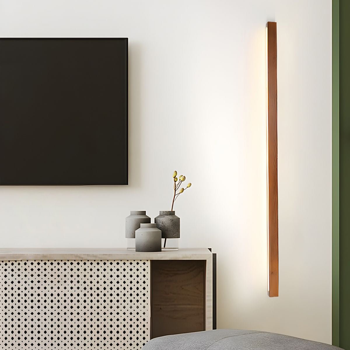 Slim Linear Wood Nordic Inspired Wall Light