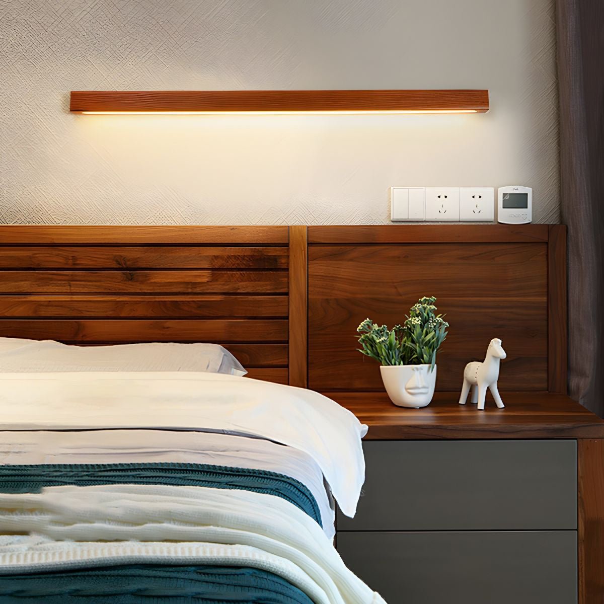 Slim Linear Wood Nordic Inspired Wall Light
