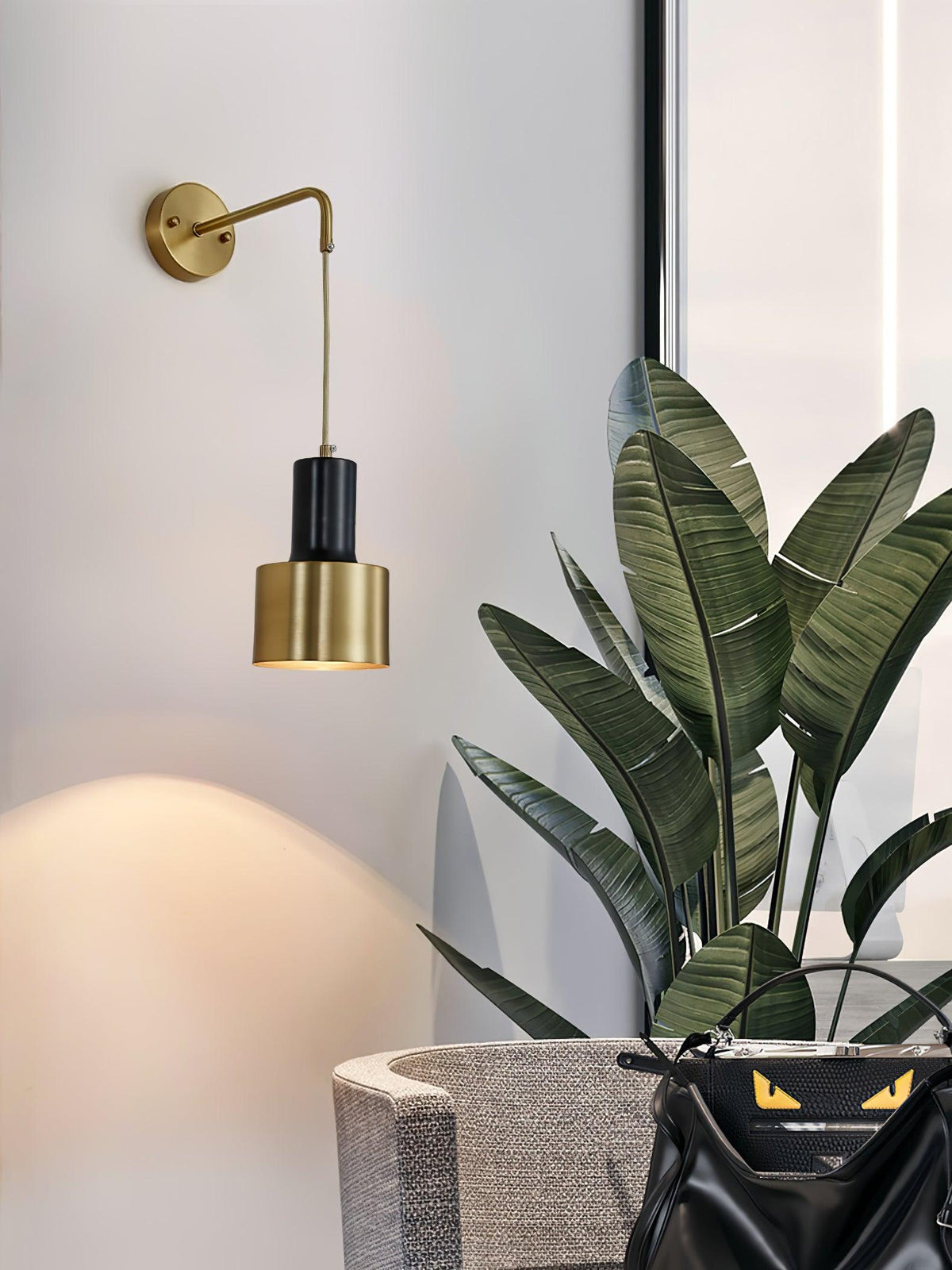Square Black And Brass Finish Wall Sconce