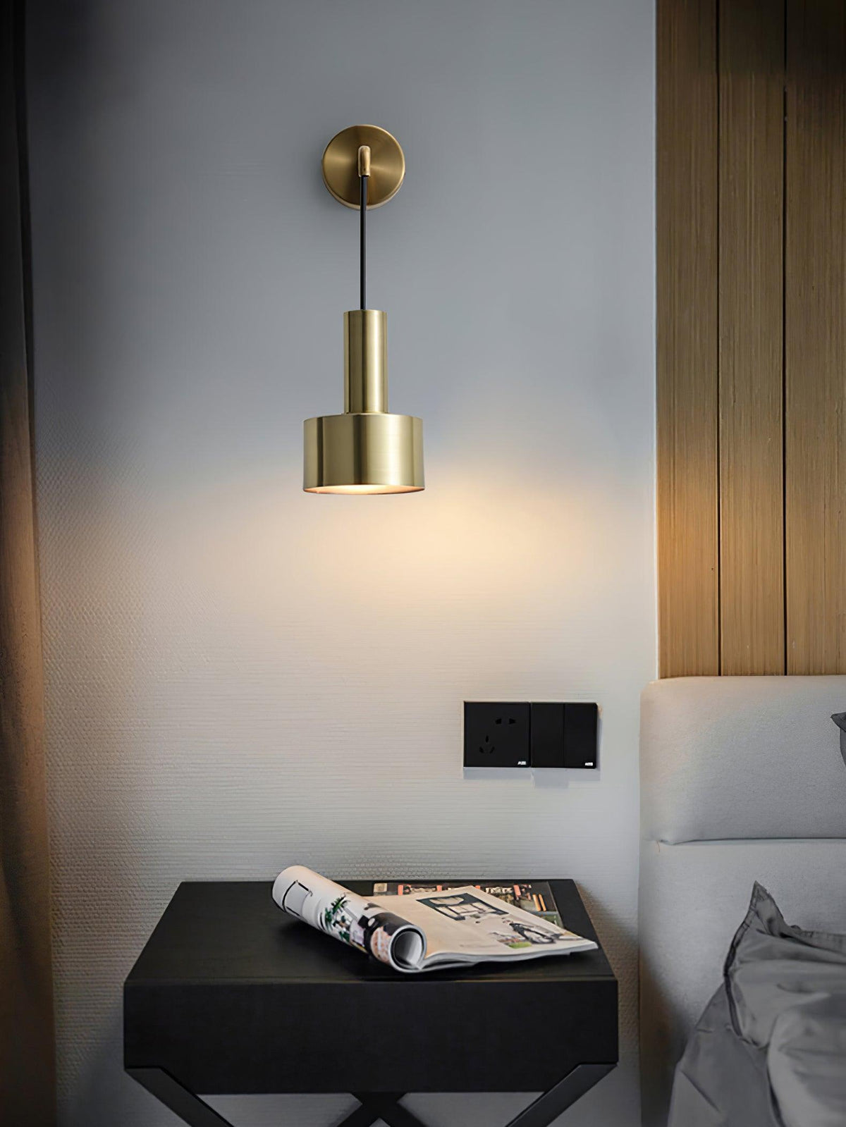 Square Black And Brass Finish Wall Sconce