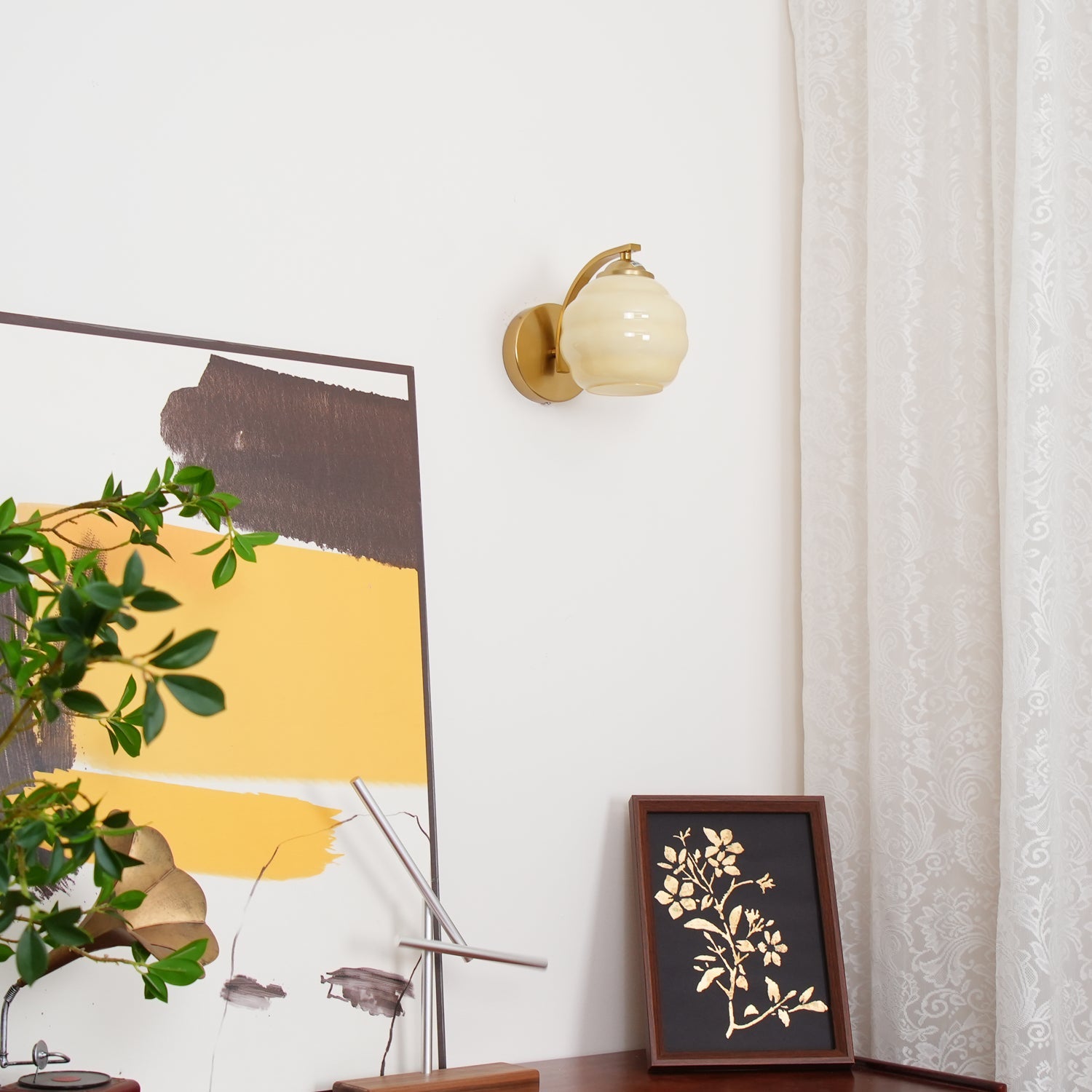 Art Deco Handblown Crystal Glass Wall Sconce