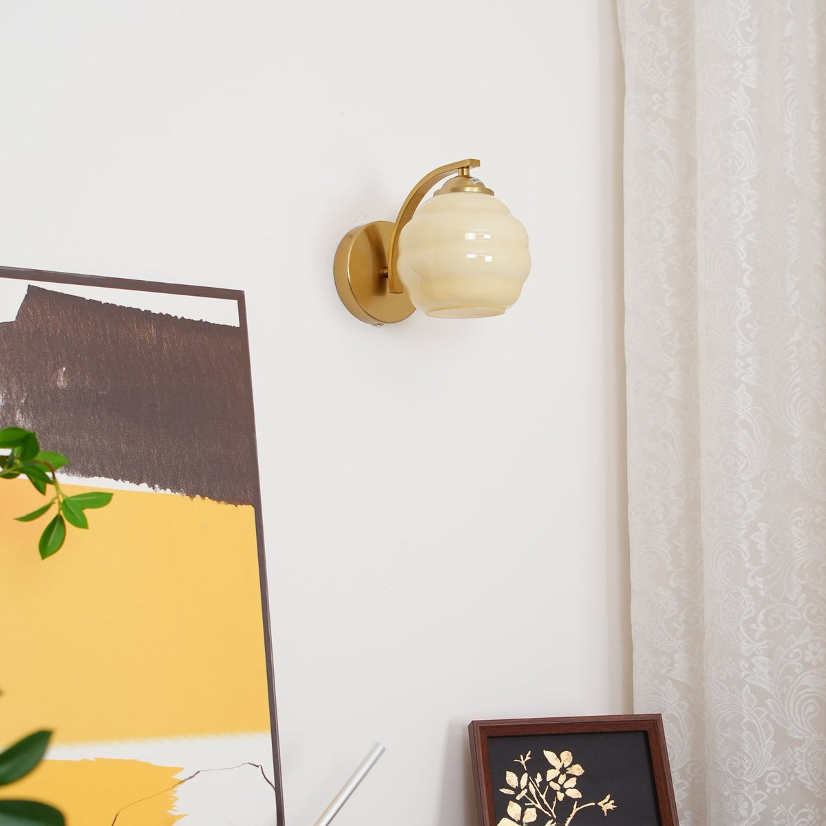 Art Deco Handblown Crystal Glass Wall Sconce