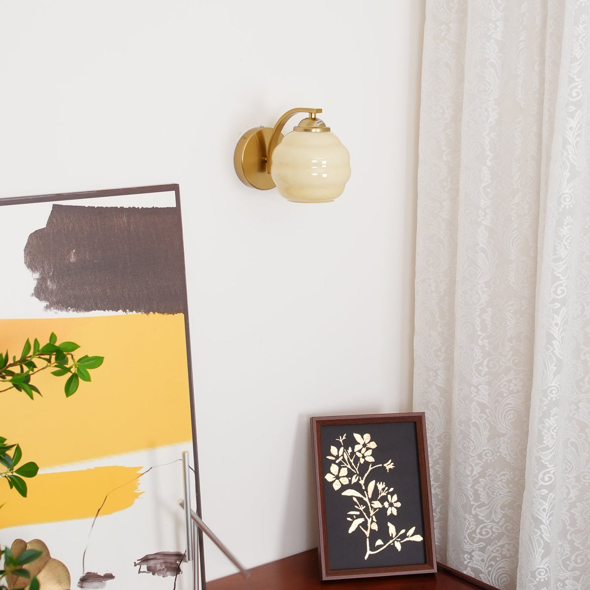 Art Deco Handblown Crystal Glass Wall Sconce