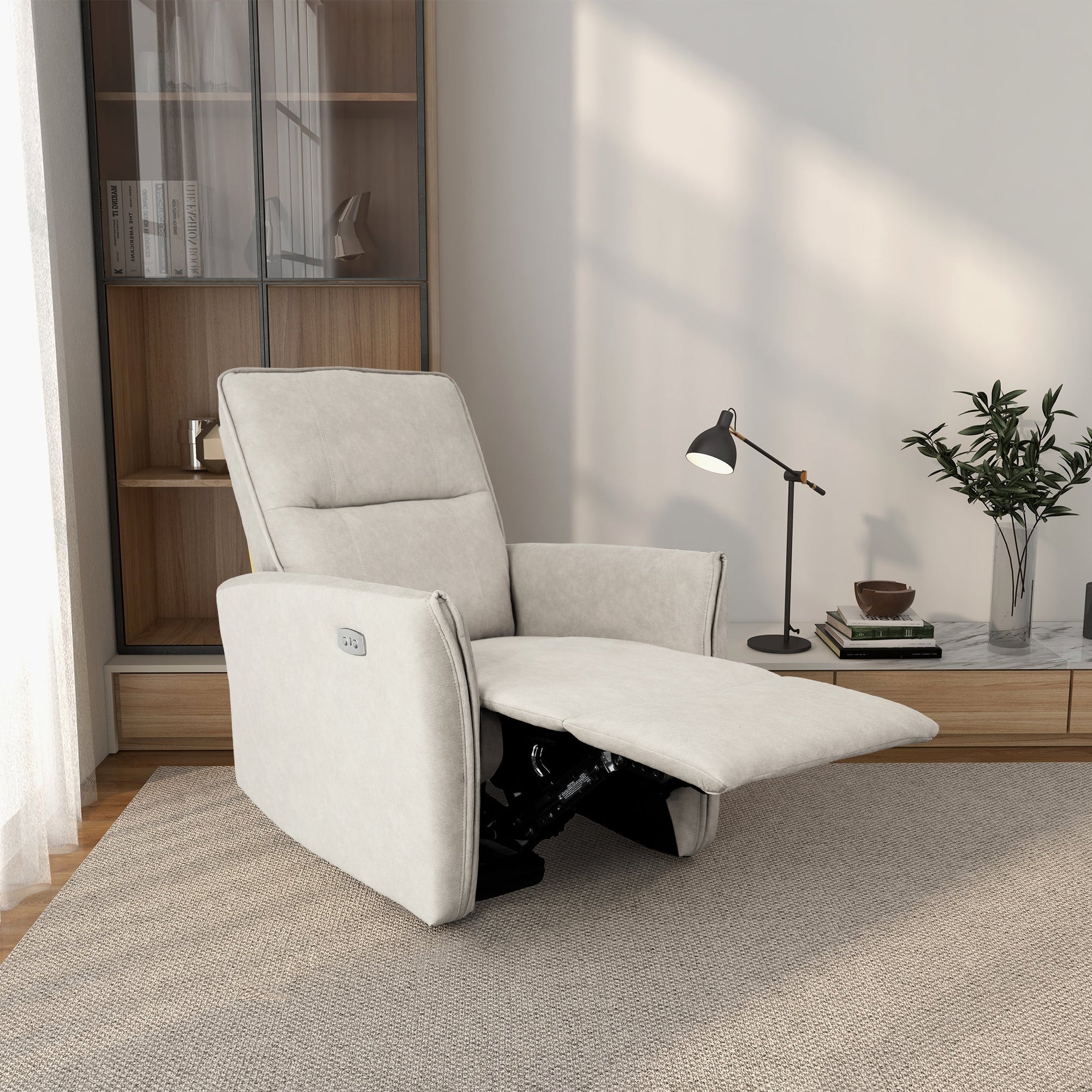 Luxury Cream Suede Recliner Chair for Stylish Living Spaces