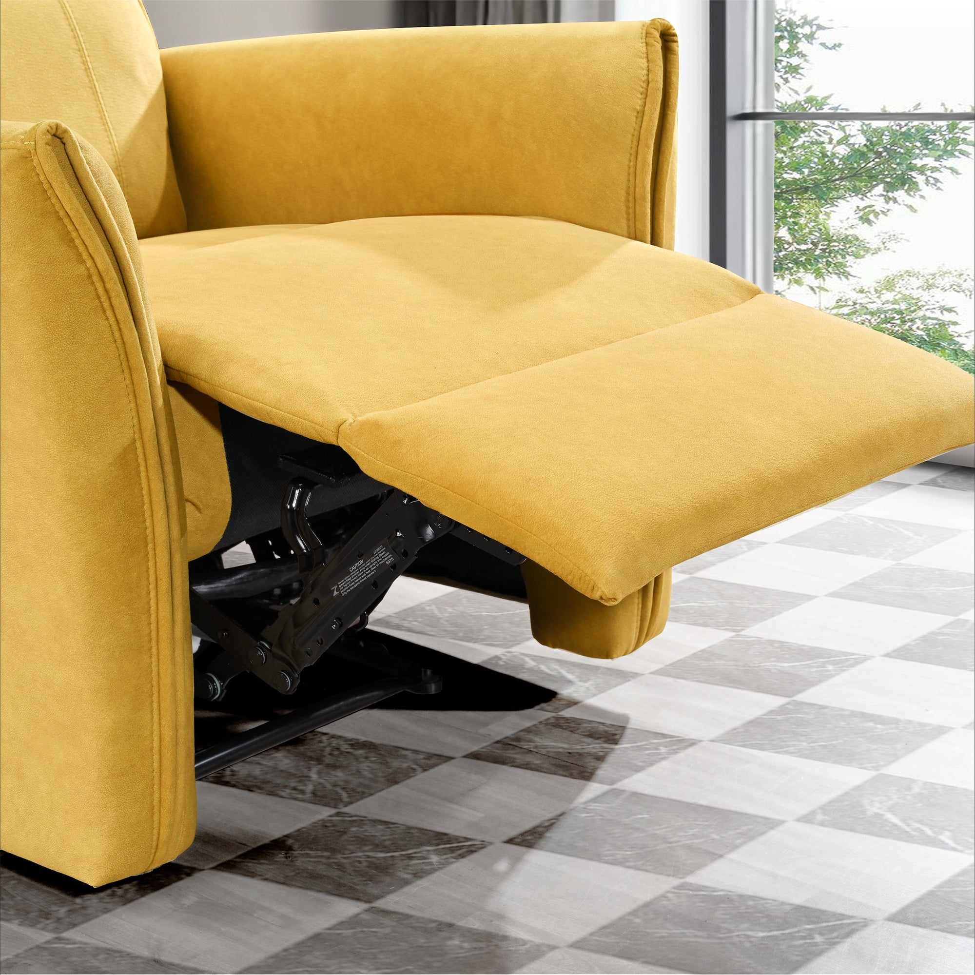 Luxury Dark Yellow Suede Recliner Chair for Cozy Living Spaces