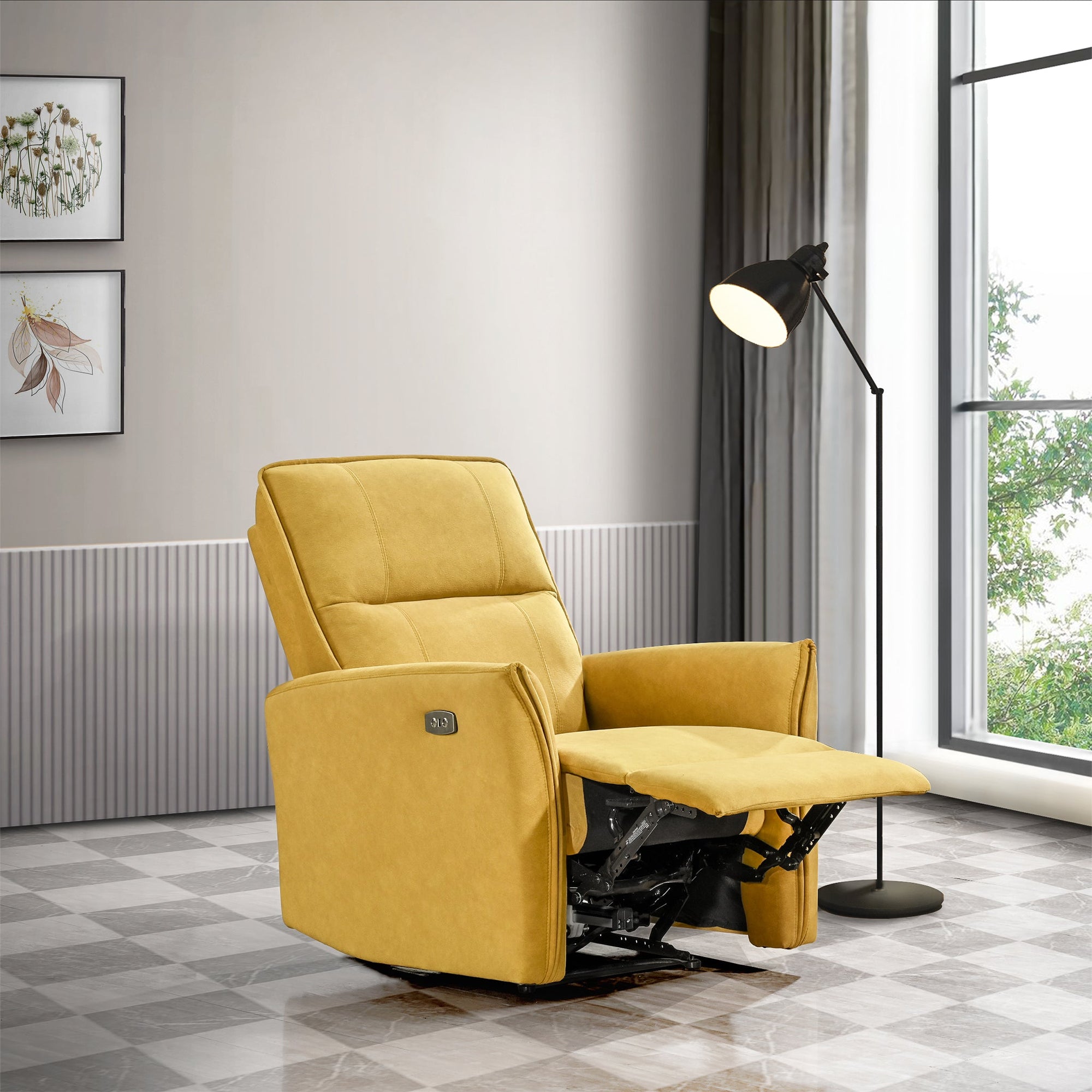 Luxury Dark Yellow Suede Recliner Chair for Cozy Living Spaces