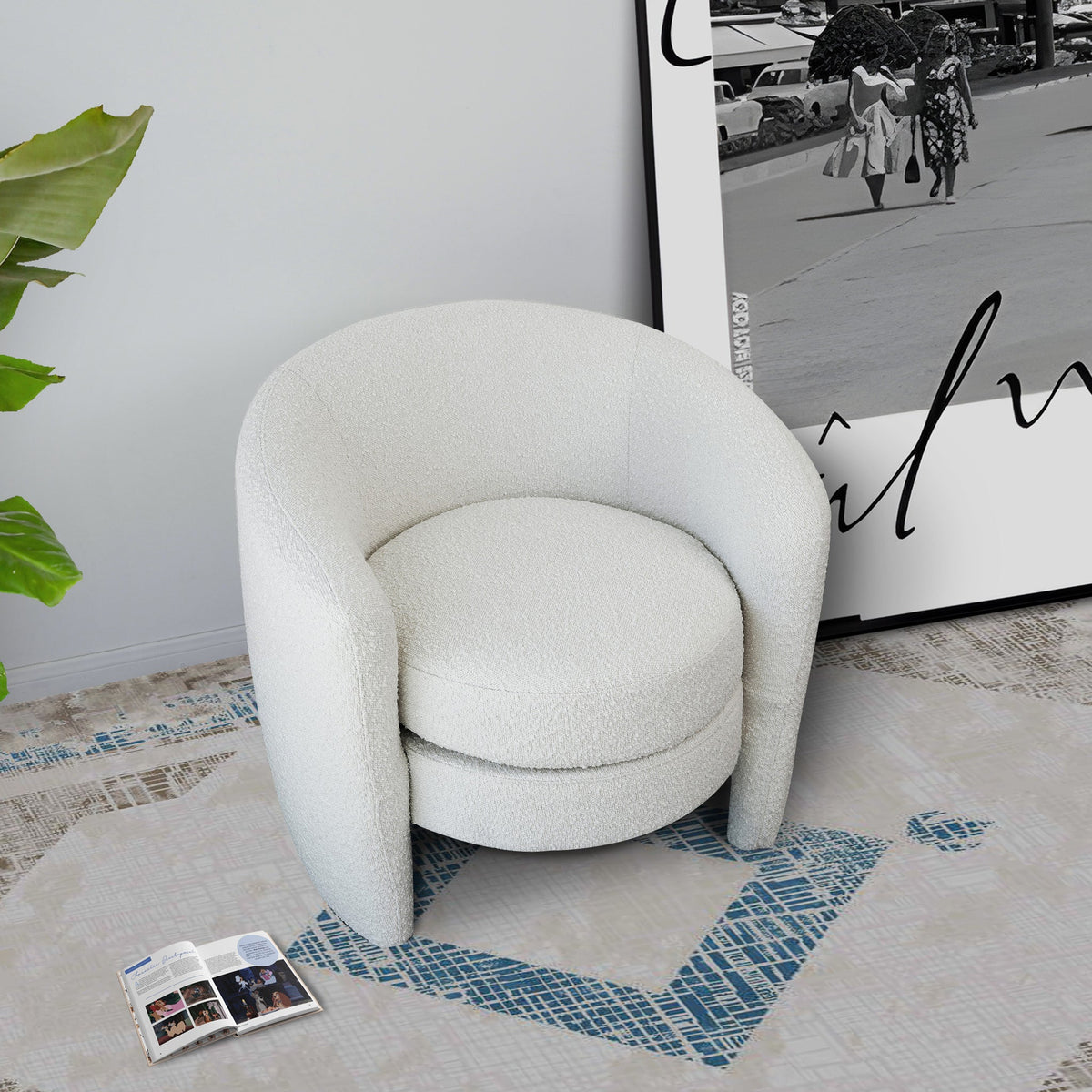 Elegant White Boucle Lounge Chair for Sophisticated Living Spaces