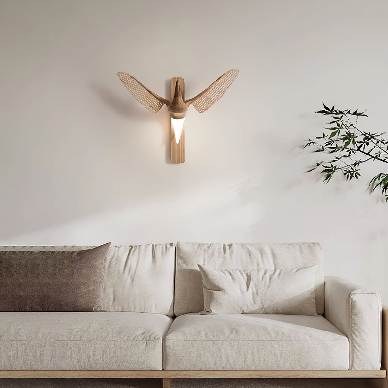 Wood Bird Sculptural Nordic Inspired Wall Light