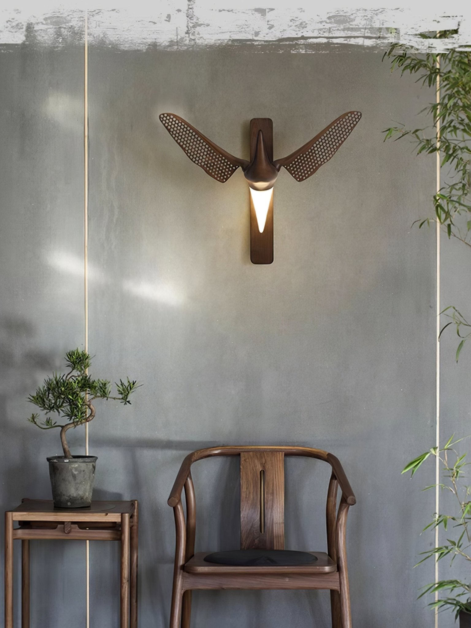 Wood Bird Sculptural Nordic Inspired Wall Light
