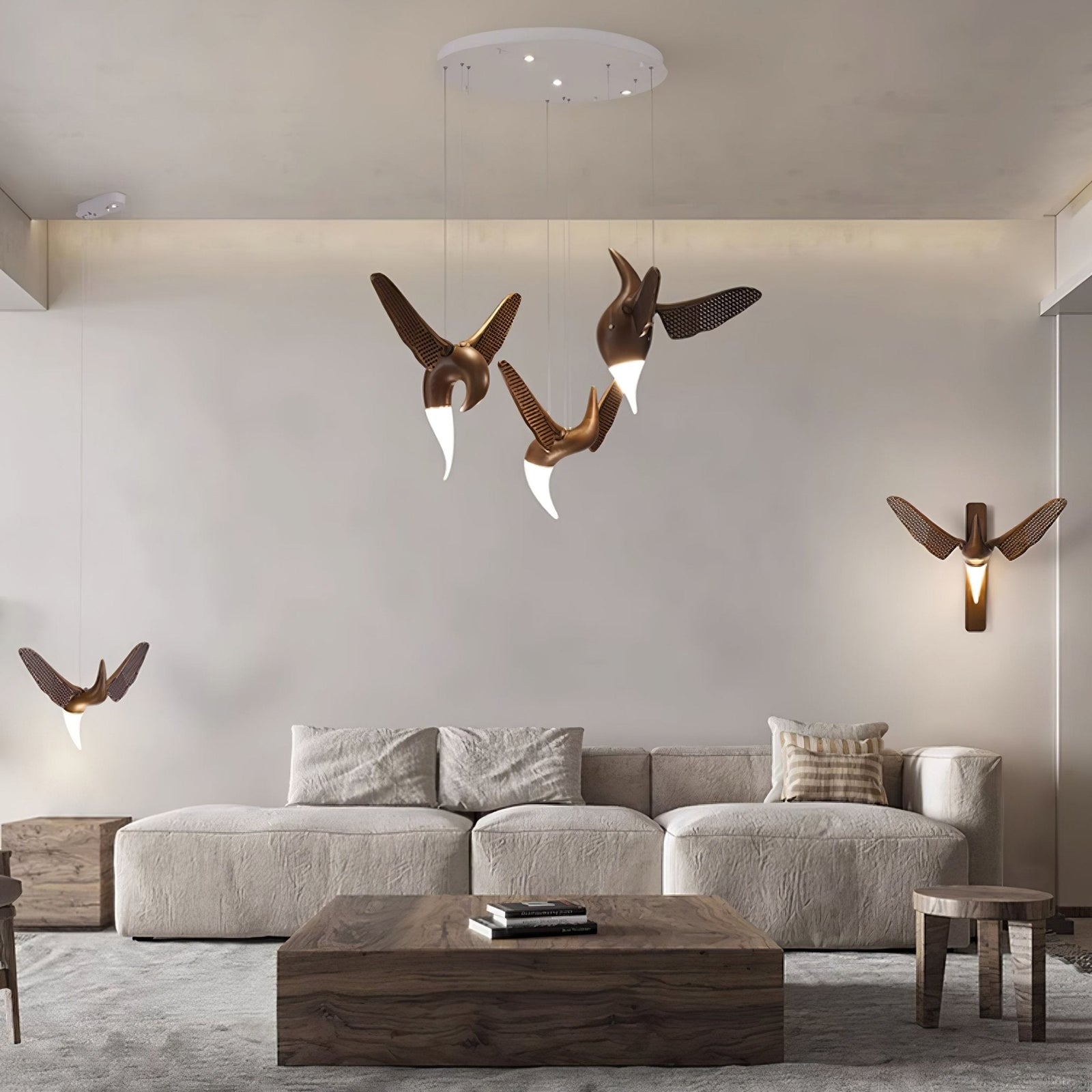 Wood Bird Sculptural Nordic Inspired Wall Light