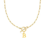 Load image into Gallery viewer, Paperclip Letter Initial Circle Lock Clasp Necklace
