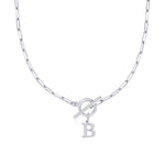 Load image into Gallery viewer, Paperclip Letter Initial Circle Lock Clasp Necklace
