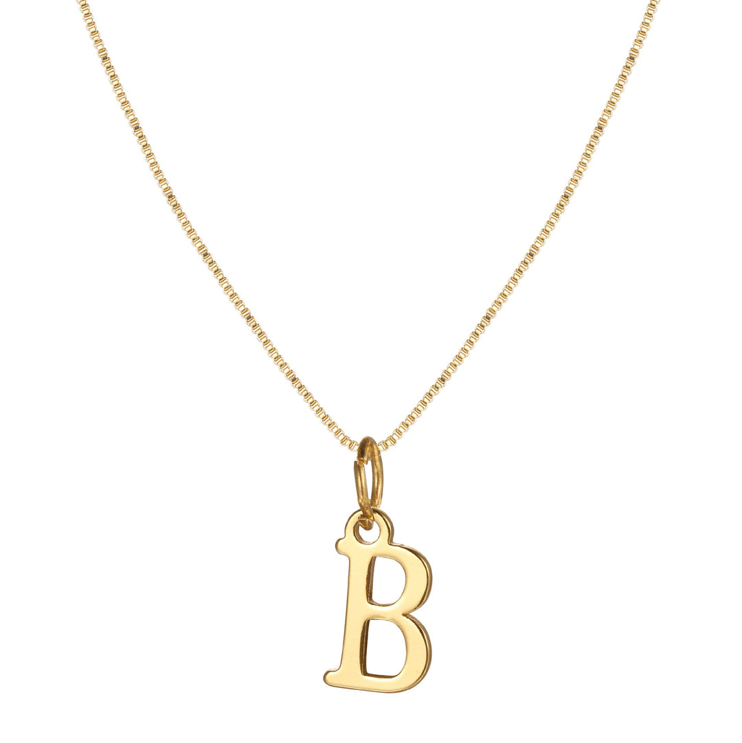 14k Sleek Serif Initial Necklace
