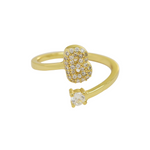 Load image into Gallery viewer, Dainty Bubble Diamond Wrap Initial Ring

