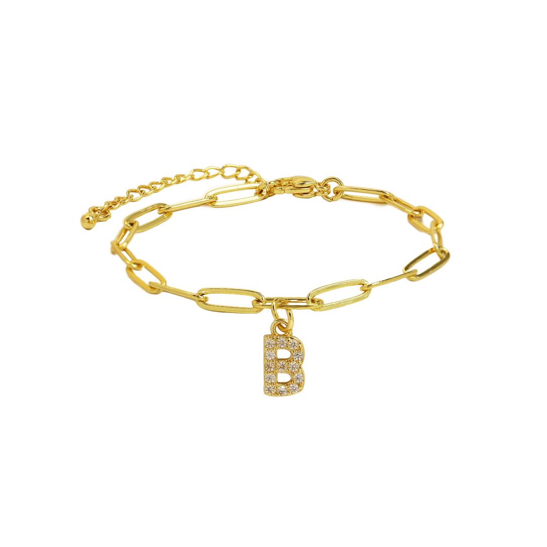 Dainty Paperclip Letter Initial Bracelet